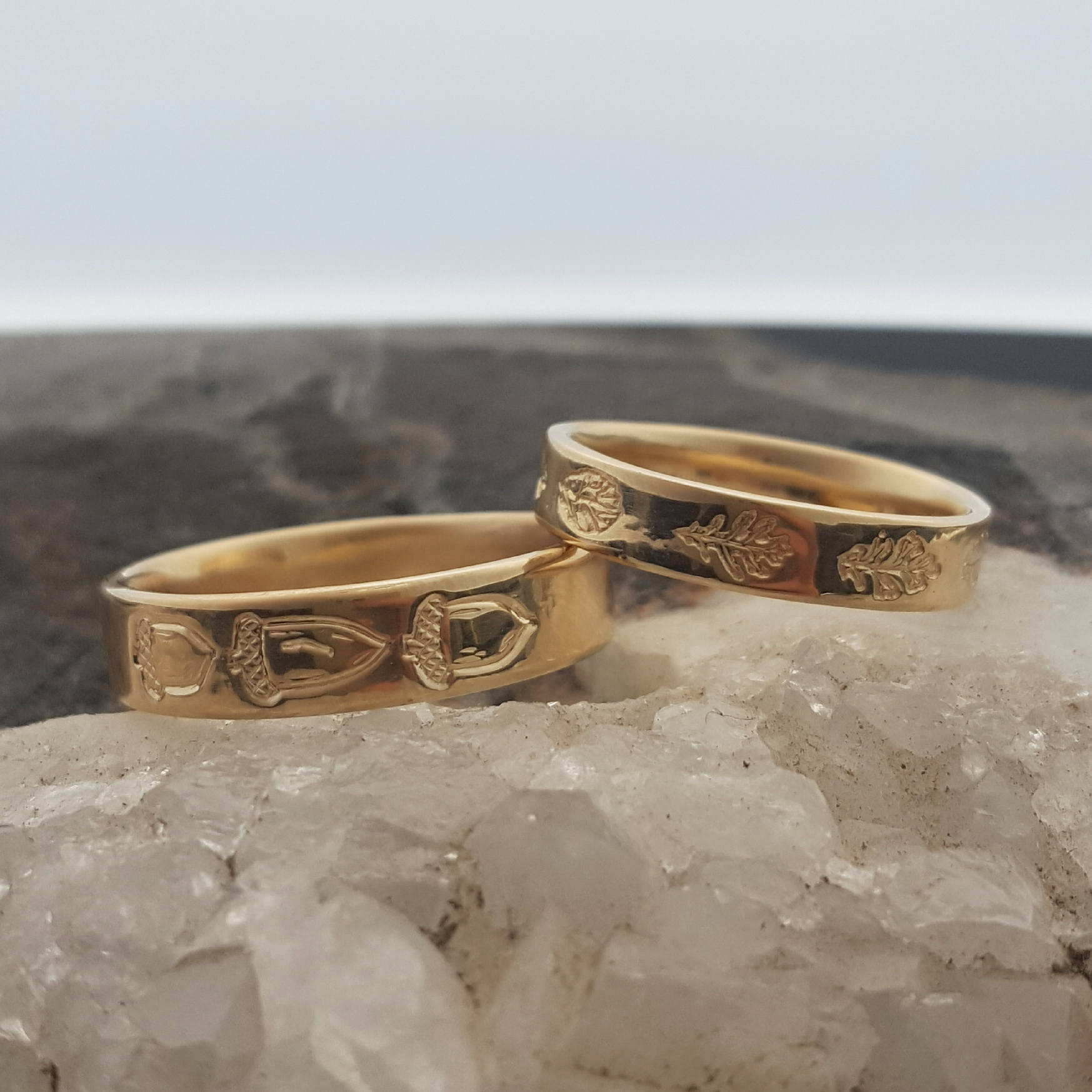 acorn rings Hutcherson Goldsmithing Custom Jewelry