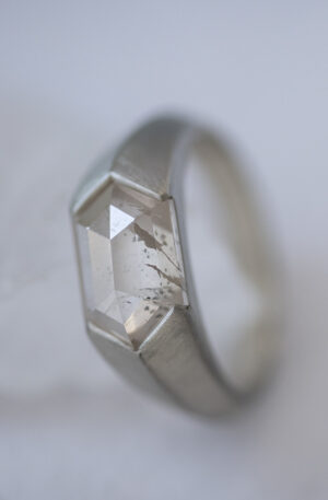 Diamond Salt & Pepper Hexagon Ring
