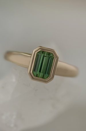 Green Tourmaline Emerald Cut Solitaire